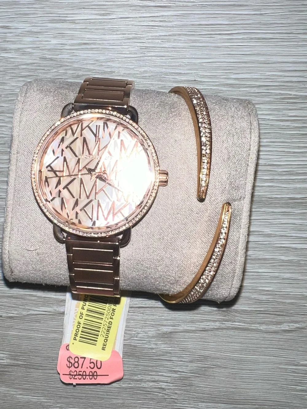 Michael Kors Rose Gold Logo Pattern Watch with Matching Bangle Set